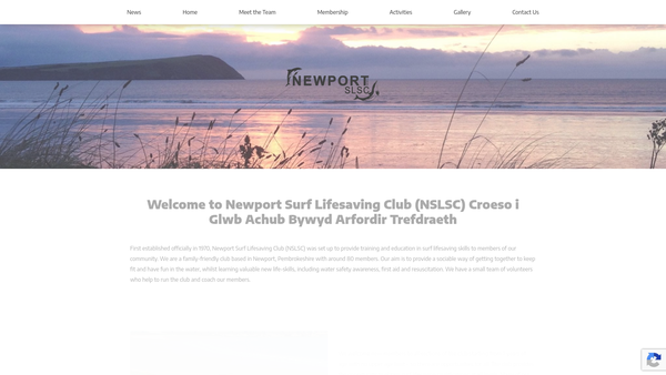 Screenshot of the Clwb Achub Bywyd Arfordir Trefdraeth Newport (Pembs) Surf Life Saving Club website