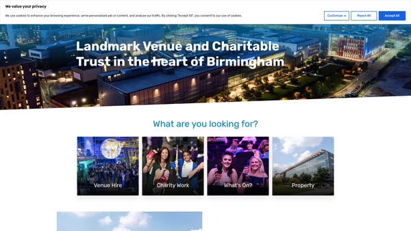 Screenshot of the Millennium Point Trust website