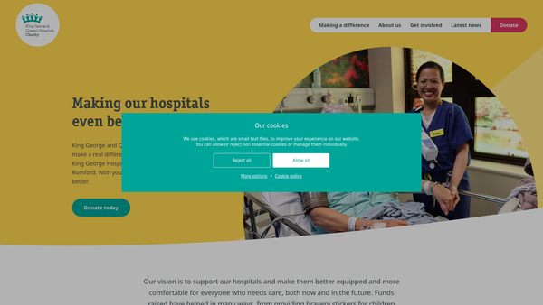 Screenshot of the Barking, Havering And Redbridge University Hospitals NHS Trust Charity Fund website