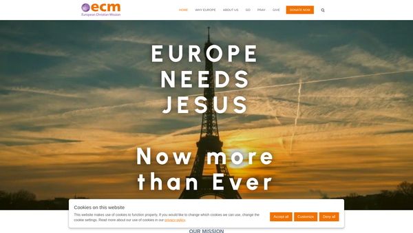 Screenshot of the European Christian Mission (Britain) website