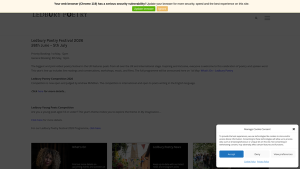 Screenshot of the Ledbury Poetry website