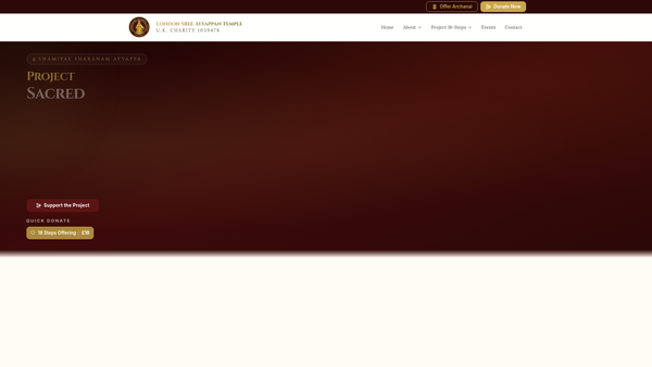 Screenshot of the Sree Ayyappa Seva Sangam (London) website