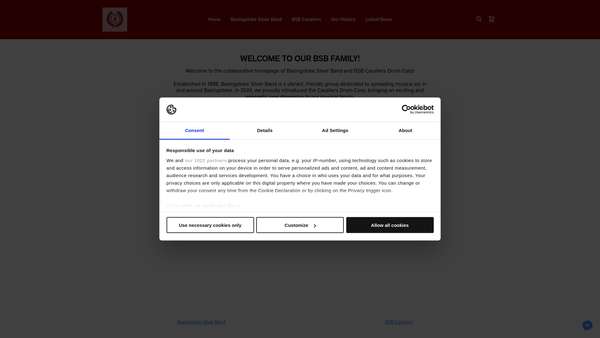 Screenshot of the Basingstoke Silver Band website