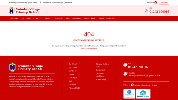 Screenshot of the Friends Of Swindon Village School website