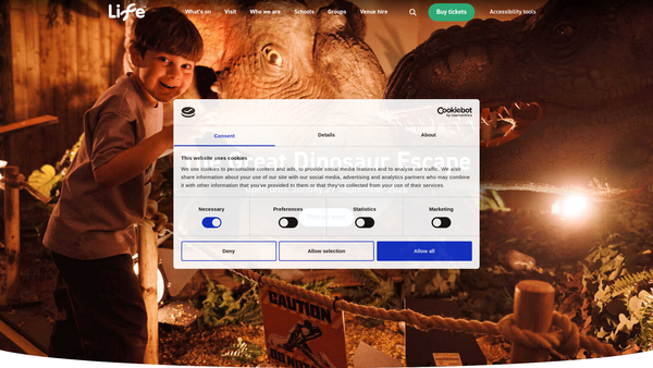Screenshot of the International Centre For Life Trust website