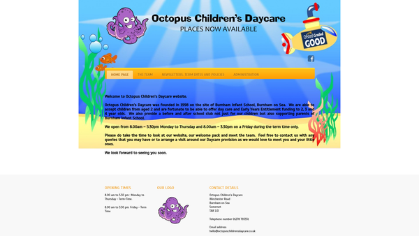 Screenshot of the Octopus Children's Daycare website