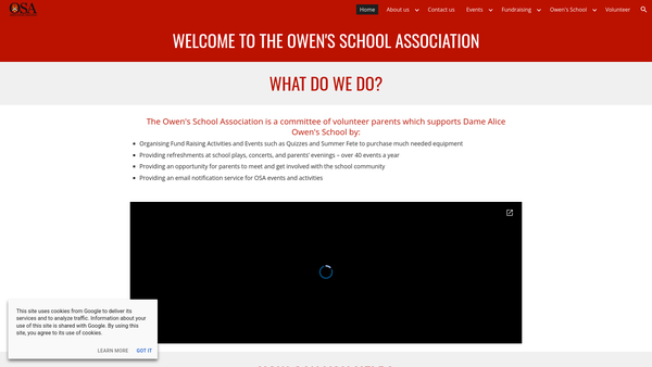 Screenshot of the The Owen's School Association website