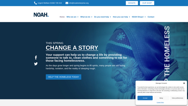 Screenshot of the The Noah Enterprise (New Opportunities And Horizons) website