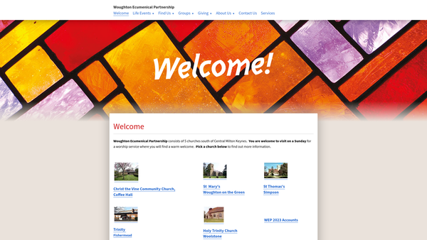 Screenshot of the Woughton-On-The-Green Church Trust website