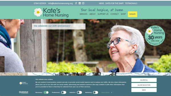 Screenshot of the Kate's Home Nursing website
