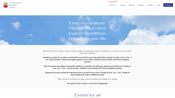 Screenshot of the Triratna Southampton website