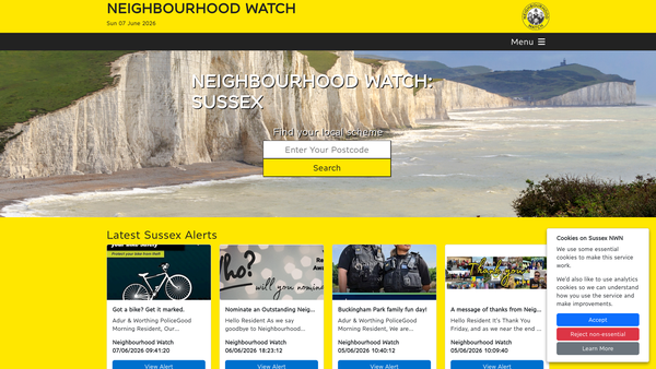 Screenshot of the Sussex Neighbourhood Watch Federation website