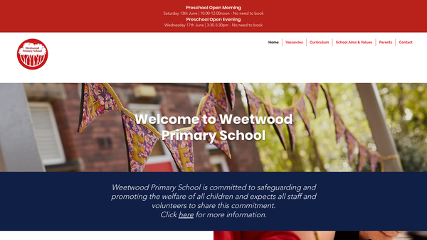 Screenshot of the Weetwood Parent Teacher Association website