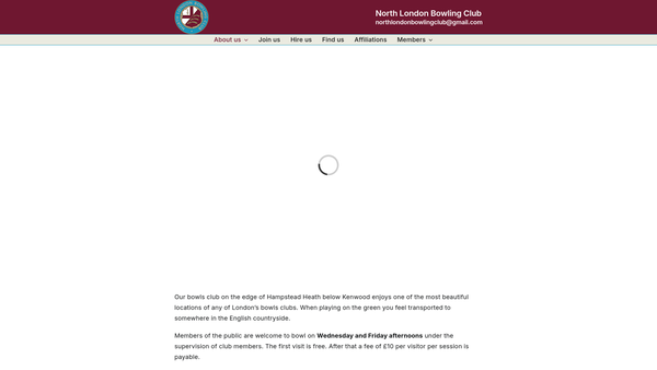 Screenshot of the The North London Bowling Club website