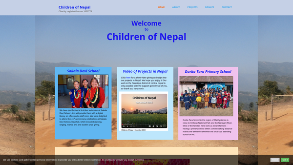 Screenshot of the Children Of Nepal website