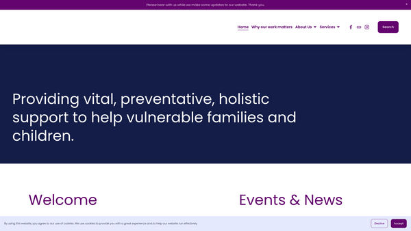 Screenshot of the Oasis Charity Limited website