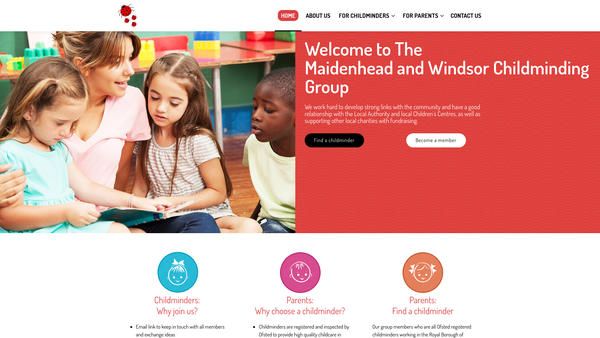 Screenshot of the Maidenhead and Windsor Childminding Group website