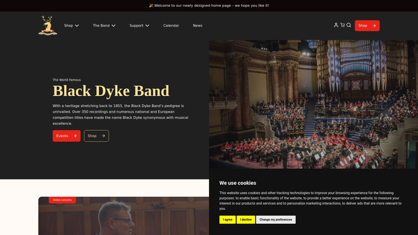 Screenshot of the The Black Dyke Band (1855) Limited website