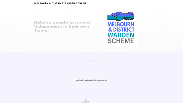 Screenshot of the The Melbourn Mobile Warden Scheme website