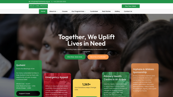 Screenshot of the Help The Needy Charitable Trust website