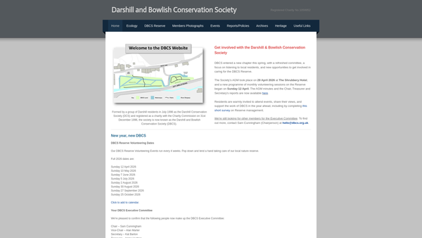 Screenshot of the Darshill And Bowlish Conservation Society website