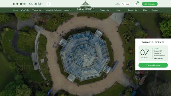 Screenshot of the Sefton Park Palm House Preservation Trust website