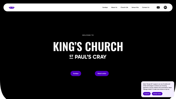 Screenshot of the Kings Church, St Pauls Cray website