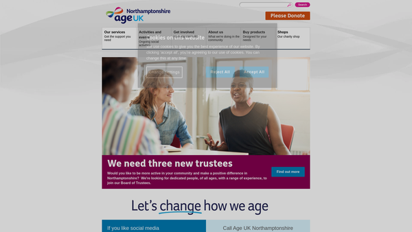 Screenshot of the Age UK Northamptonshire website