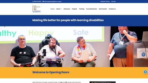 Screenshot of the Opening Doors website