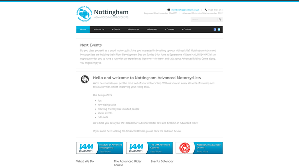 Screenshot of the Nottingham Advanced Motorcyclists Affiliated To The Institute Of Advanced Motorists website