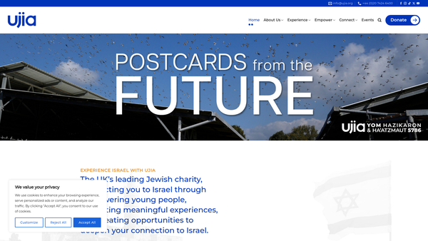 Screenshot of the United Jewish Israel Appeal website