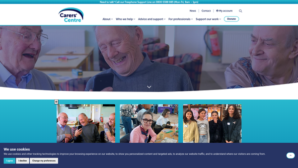 Screenshot of the Bath And North East Somerset Carers Centre website