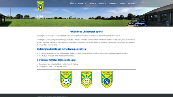 Screenshot of the Chilcompton Sports website