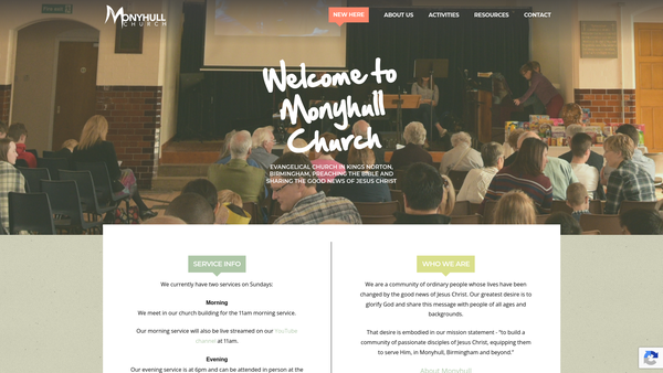 Screenshot of the Monyhull Church website