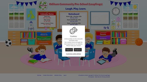 Screenshot of the Odiham Pre-School (Leapfrogs) website
