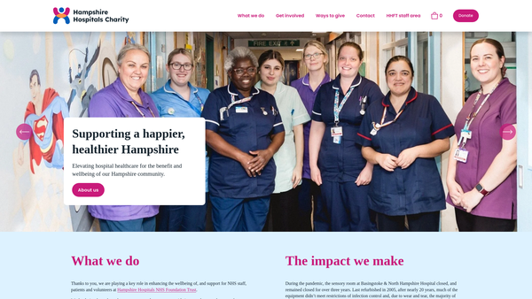 Screenshot of the Hampshire Hospitals Charity website