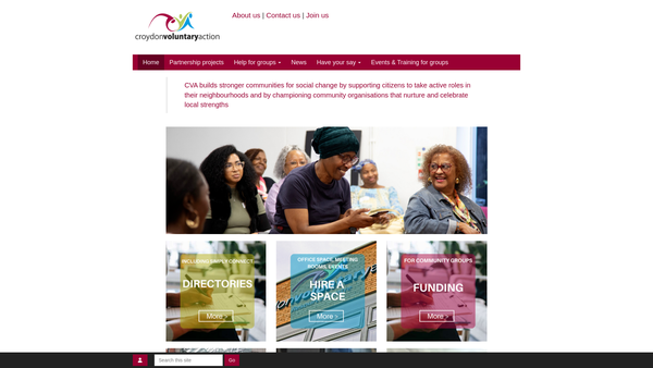 Screenshot of the Croydon Voluntary Action website