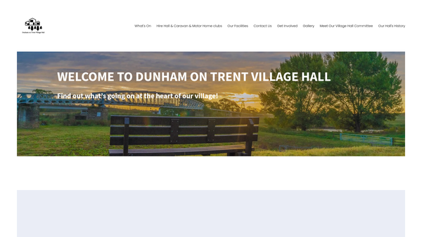Screenshot of the Dunham Village Hall website