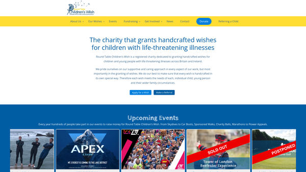 Screenshot of the Round Table Children's Wish Limited website