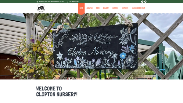 Screenshot of the Clopton Nursery Trust website