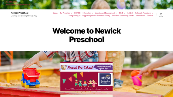 Screenshot of the Newick Pre-School And After School Club website
