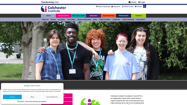 Screenshot of the Colchester Institute Foundation Trust website