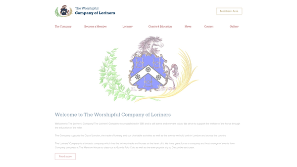 Screenshot of the The Loriners Charitable Trust website