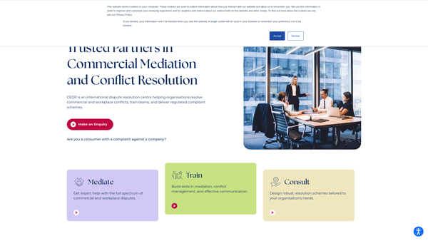 Screenshot of the Centre For Effective Dispute Resolution Limited website