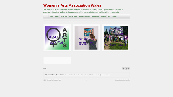Screenshot of the Women's Arts Association Wales website
