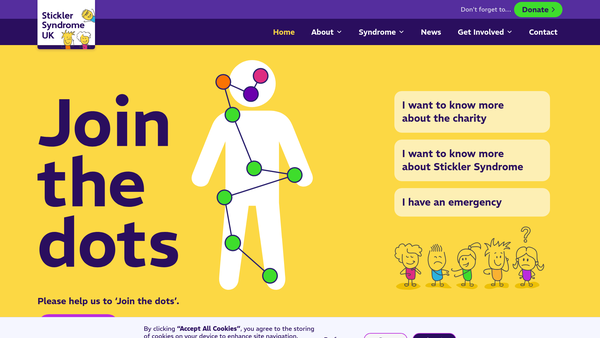 Screenshot of the Stickler Syndrome UK website