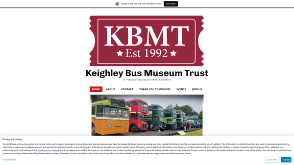 Screenshot of the The Keighley Bus Museum Trust Limited website