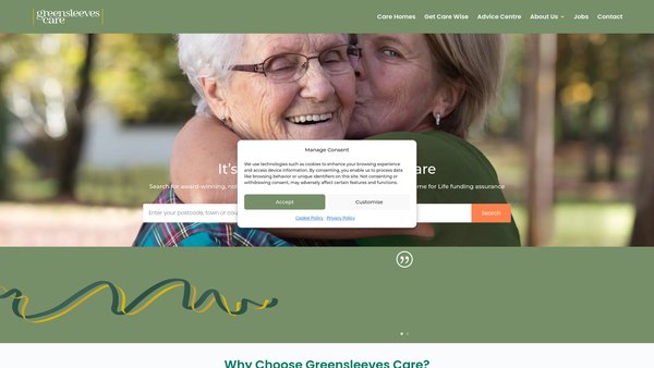 Screenshot of the Greensleeves Homes Trust website