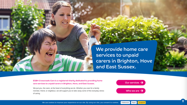 Screenshot of the East Sussex Brighton & Hove Crossroads - Caring For Carers Limited website