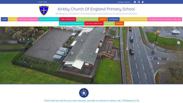 Screenshot of the Kirkby Church Of England Primary School Friends Association website